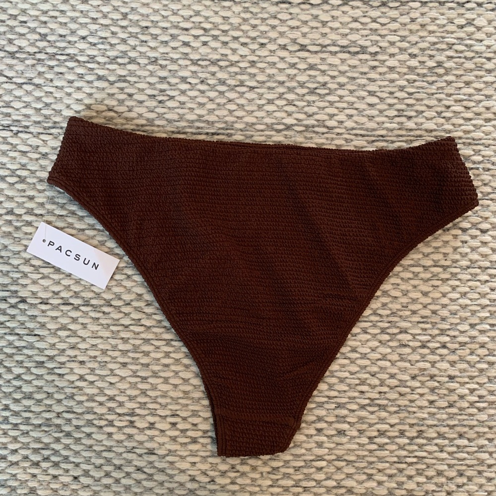 PacSun Brown High Waist High Leg Ribbed Bikini Bottoms